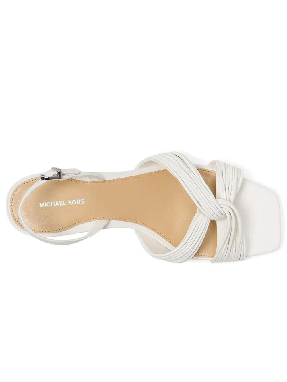 Michael Kors Womens Alessia Kitten-Heel Sandal Shoes Optic White Smooth 6.5M